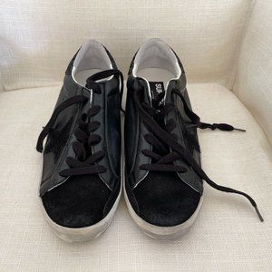 GOLDEN GOOSE BLACK SUPERSTAR LEATHER TRAINERS SIZE 39